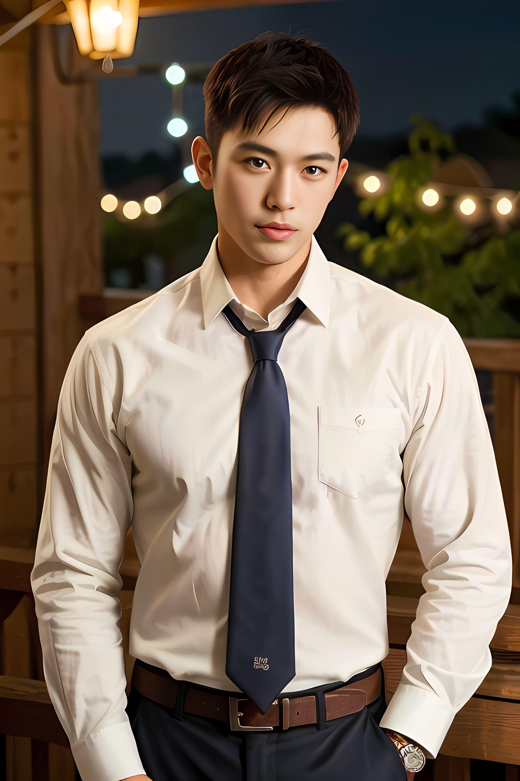 ai摄影—帅哥穿衬衫和领带的搭配,彰显白领气质和商务氛围_组合_场合