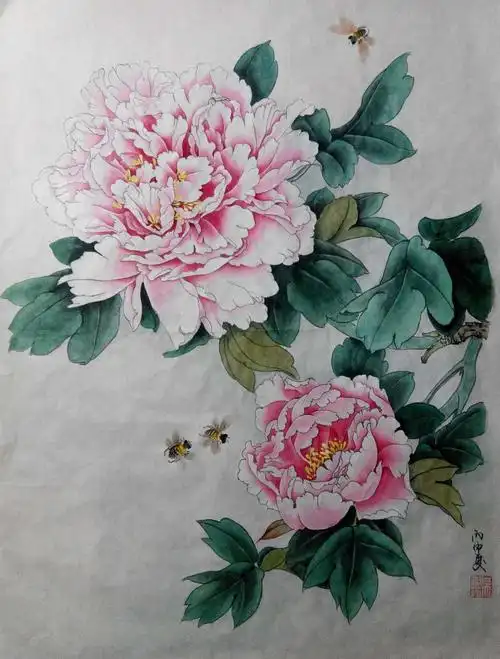 工笔画牡丹小品赵粉