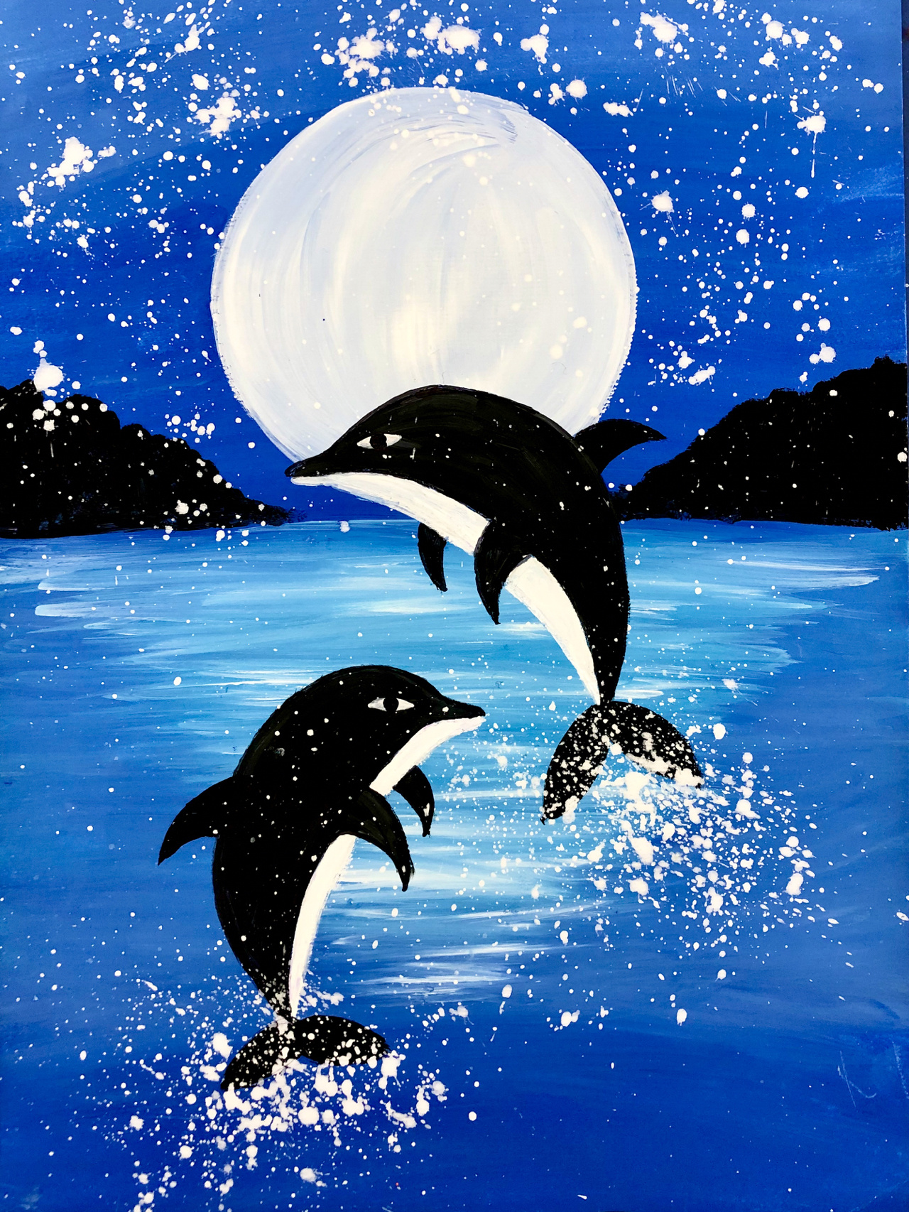 海豚/儿童水粉画(附过程图)