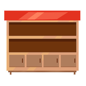 红色棕色q版双十一货架柜子素材插画