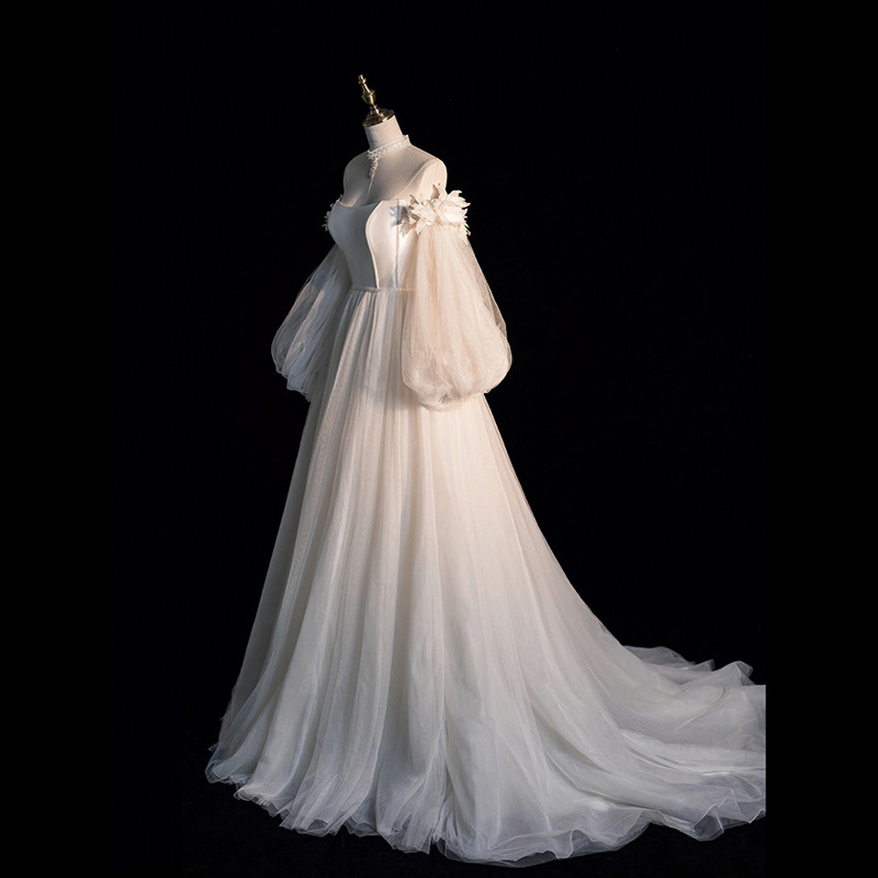 森系轻婚纱2023新款超仙梦幻新娘结婚主纱气质拖尾蓬蓬礼服出门纱