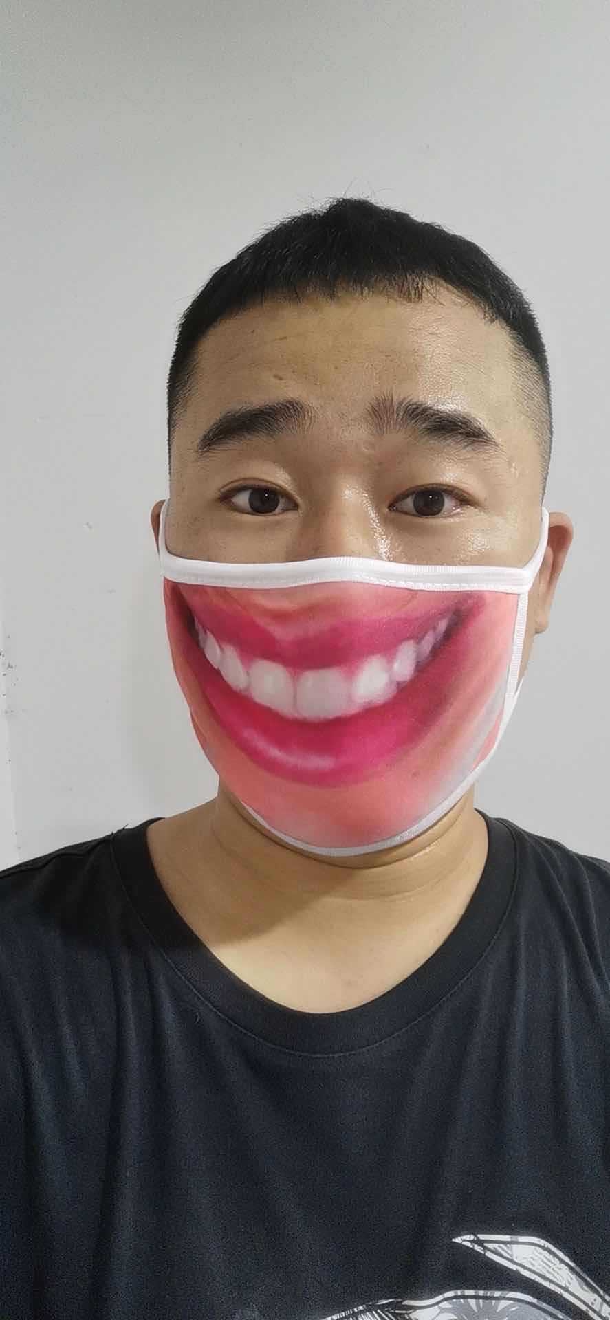 黑色口罩个性颜表情搞怪外贸口罩跨境防尘棉口罩亚马逊印花口罩