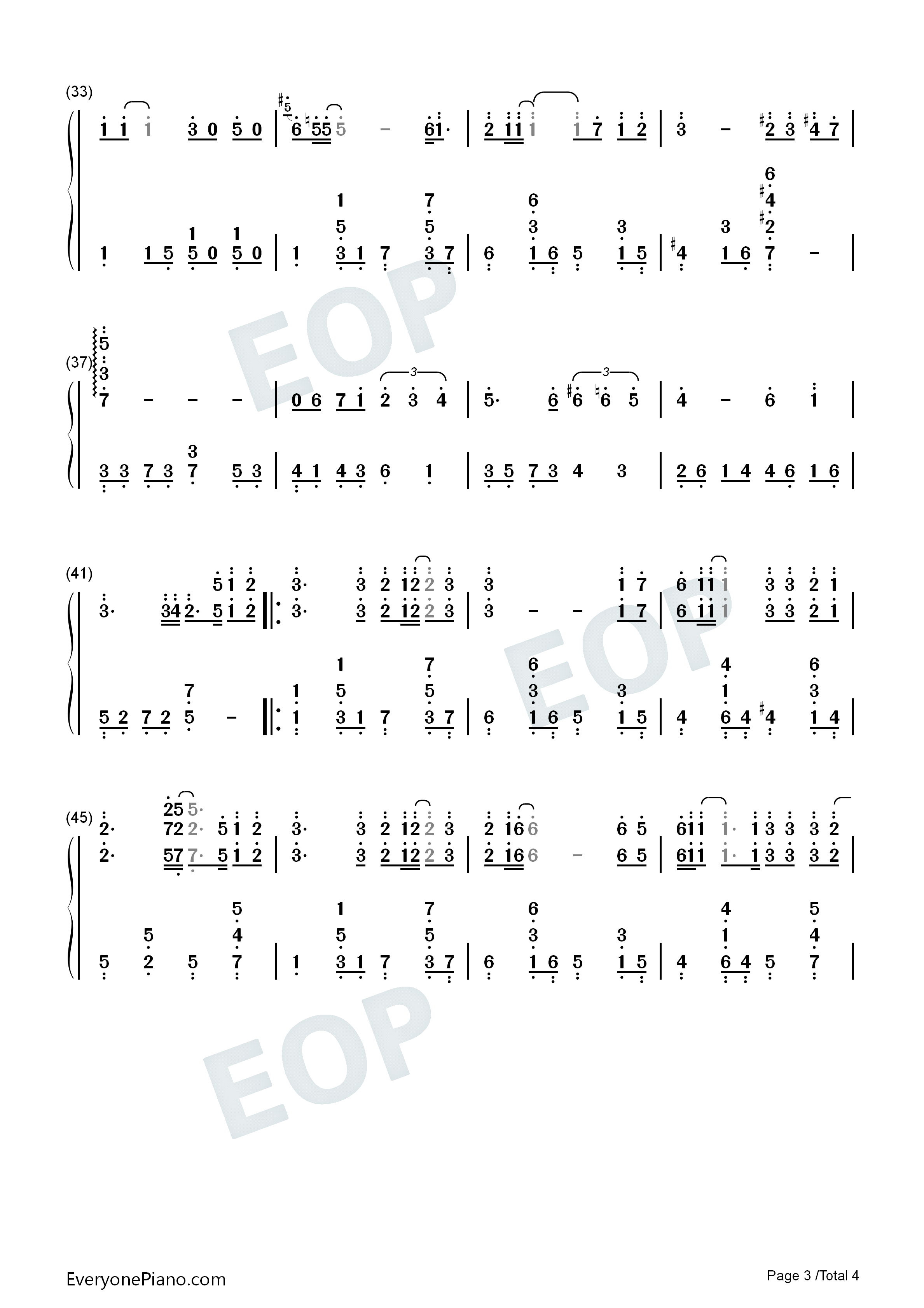 遥远的她-张学友双手简谱预览3