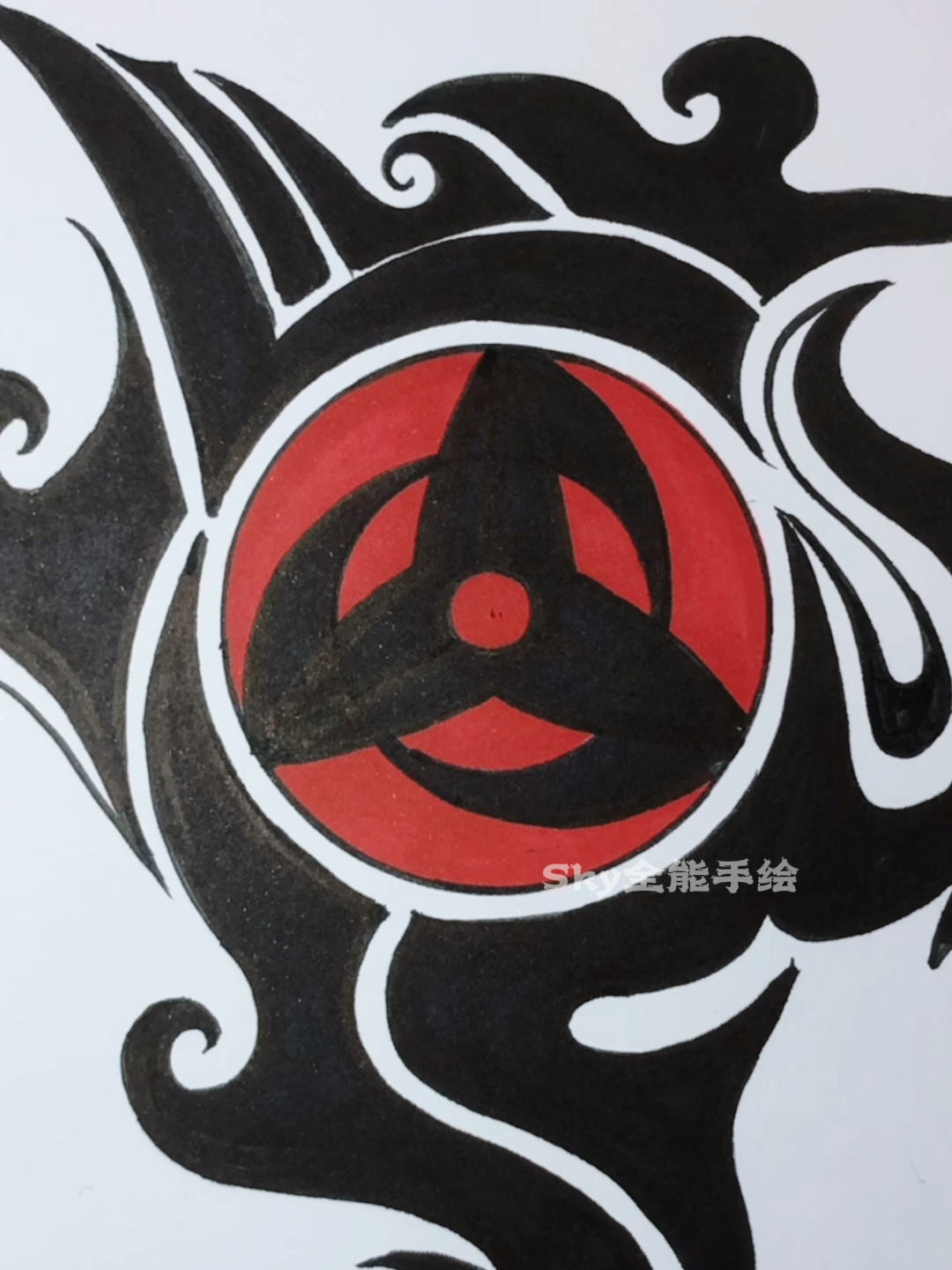 画画原来如此简单教你画火影忍者神威写轮眼最后居然还转动起来了