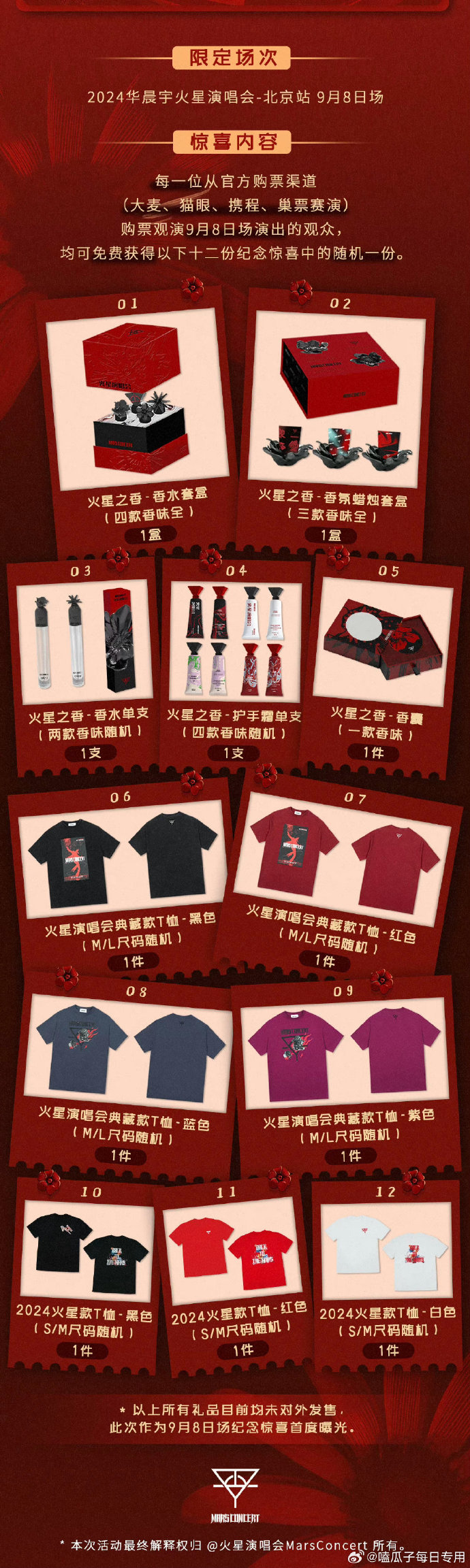 华晨宇鸟巢开演唱会要给观众寄了礼物,有衣服,香水,护手霜,香薰等