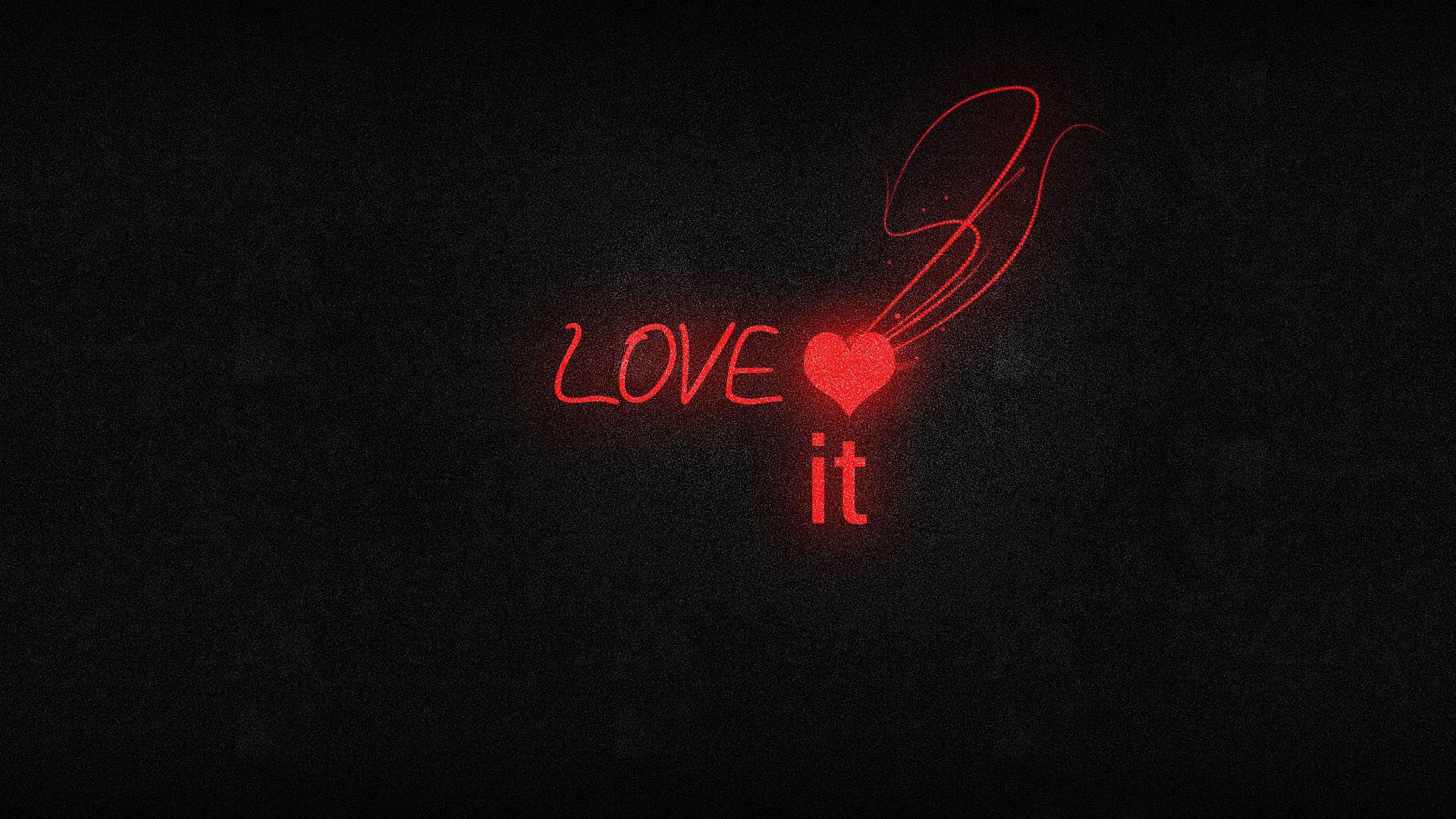 黑色背景下的红色爱心字母创意设计图片桌面壁纸