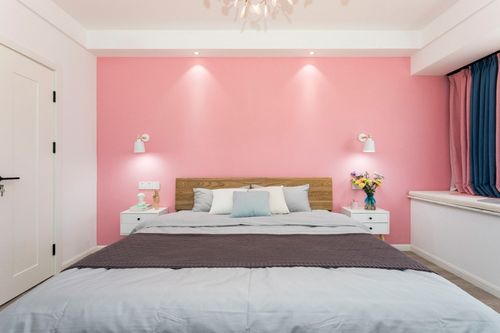 粉色卧室窗帘2装修效果图打开隔墙,客厅书房大变样,家里