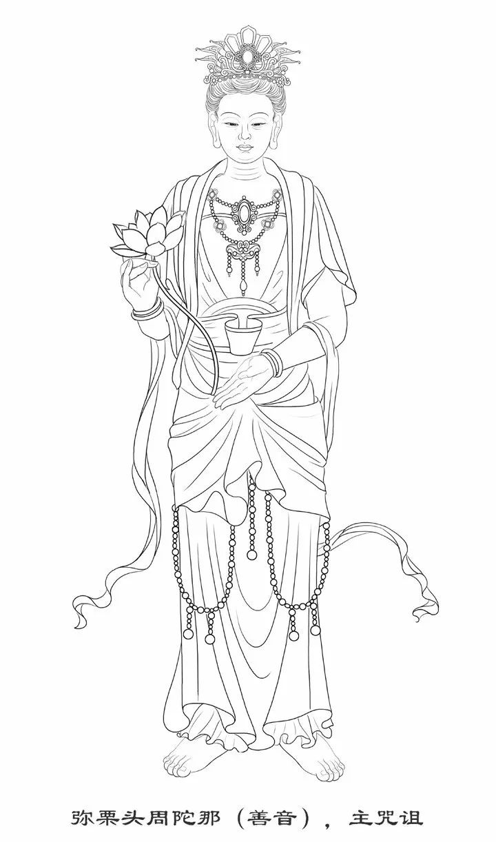 三十六善神像白描图