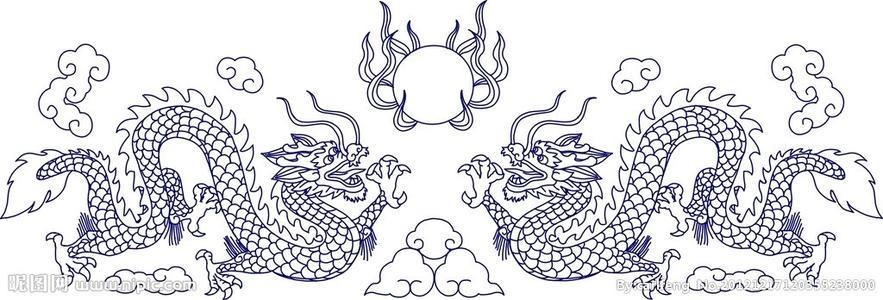 双龙戏珠简笔画彩色