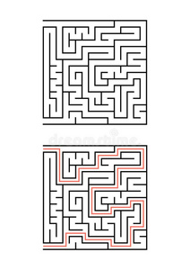 一正方形迷宫为孩子们.简单的平的矢量说明弧点元照片