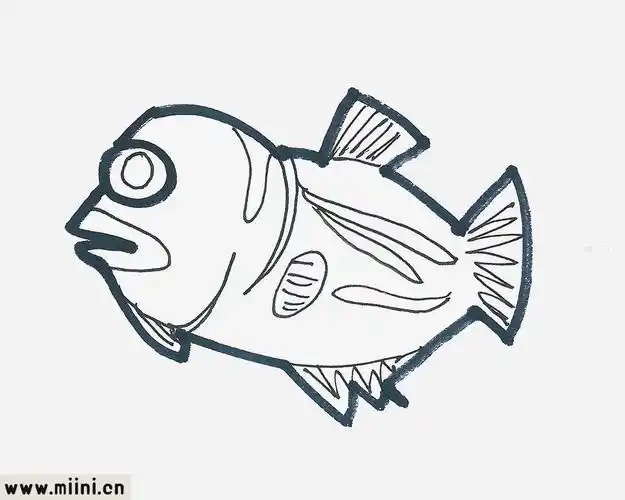 卡通的红色胖头鱼简笔画步骤教程