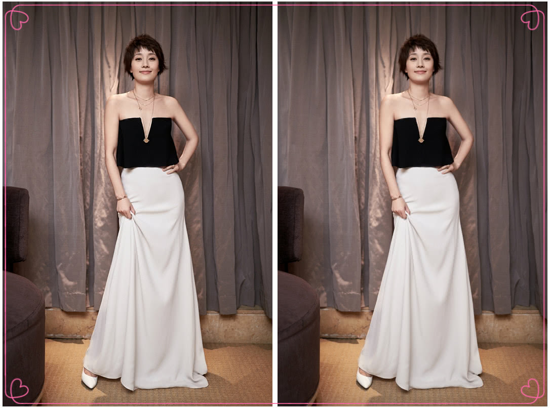 马伊琍虽然净身高只有164,但是她的身材比例非常好,所以穿上长裙会更