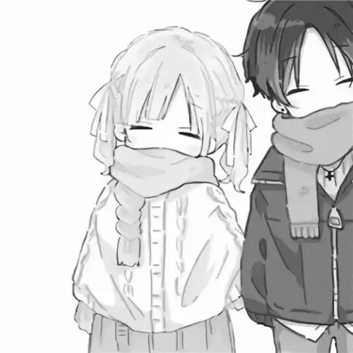 黑白动漫情头一左一右图片