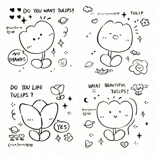 简笔画01郁金香涂鸦花朵ins风原创手帐插画