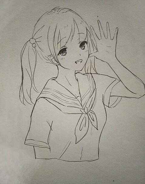 双马尾女孩背影简笔画可爱