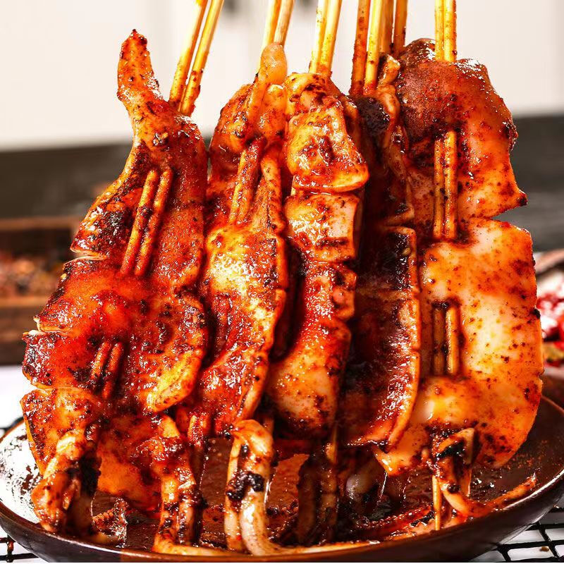 果亦橙 新鲜鱿鱼串速冻大鱿鱼串烧烤串铁板烤串半成品食材八爪鱼串