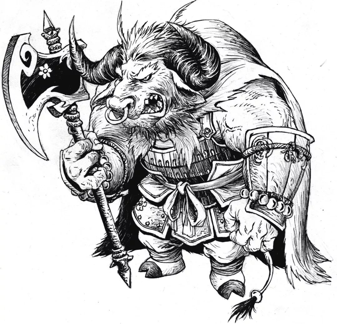 接着涂黑图腾与梅花外的部分,这样牛魔王的形象设计就完成了.