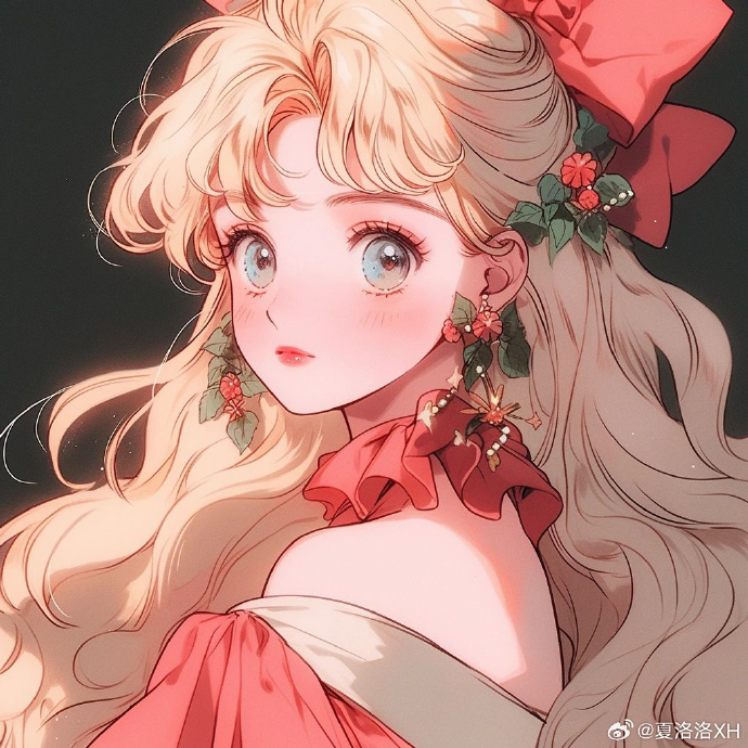 二次元新鲜事##动漫#    旧漫女生头像  金发蝴蝶结  侵删