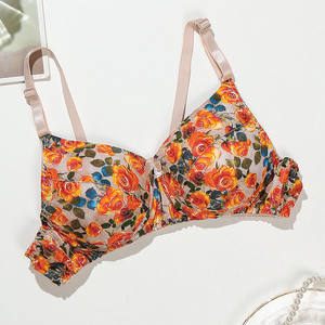 真丝文胸100%双面桑蚕丝花色薄款无钢圈胸罩无痕内衣女