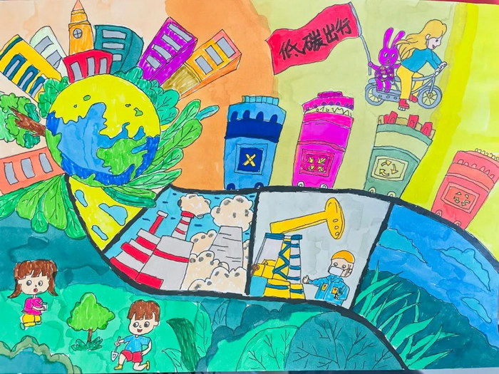 绿色低碳节能减排绘画