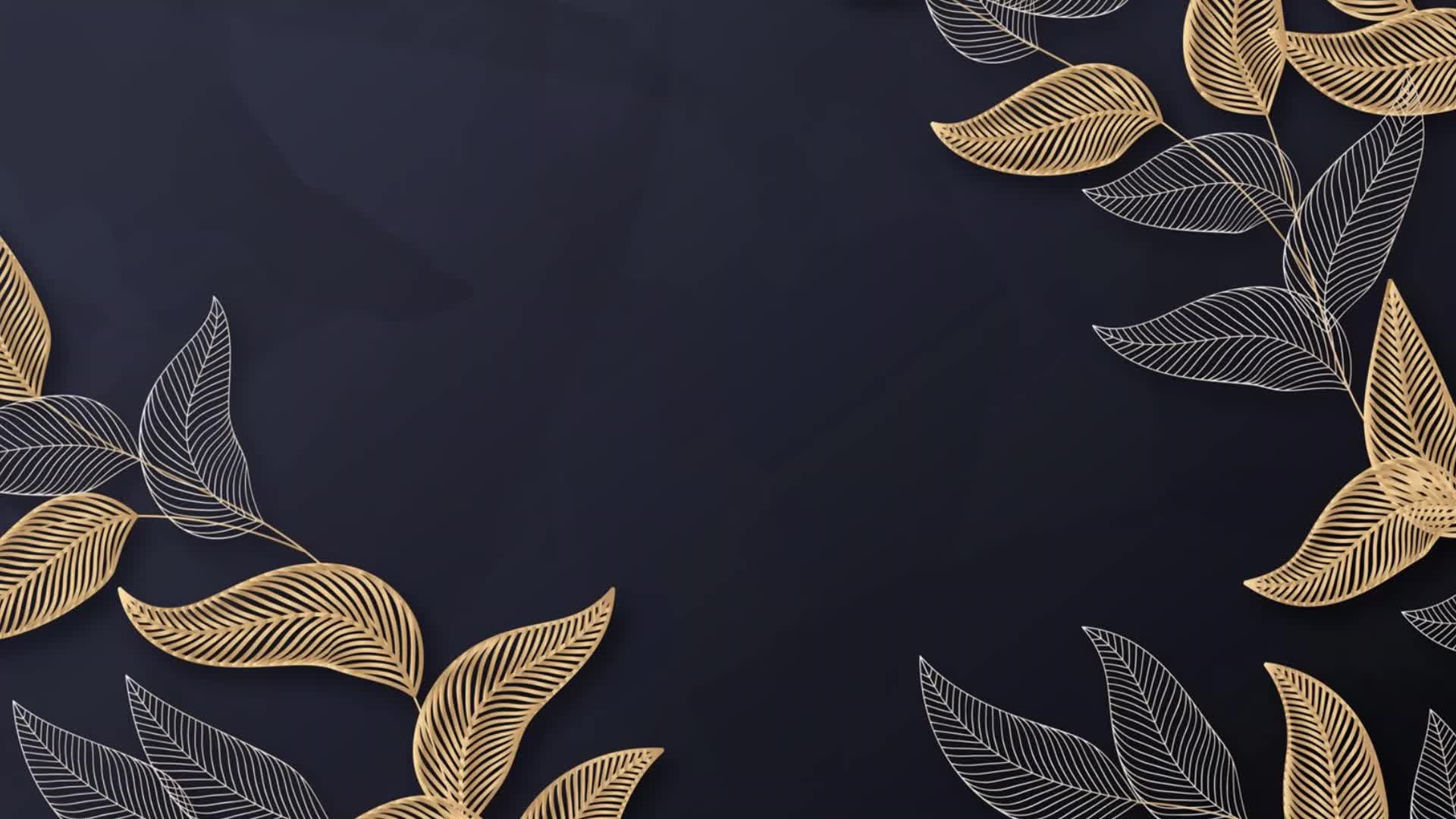 高端高级感奢华金色线条叶子树叶花卉植物包装贺卡底纹背景ai素材