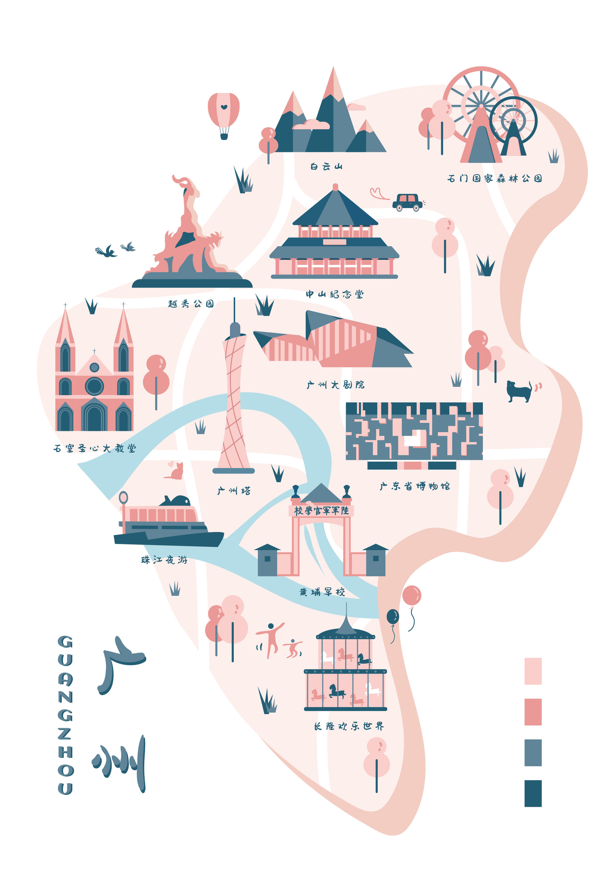 广州地标地图 - 椰波珍树 - 原创作品 - 视觉中国(shijueme)