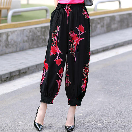 wy2167新款夏季中年妈妈大码棉绸灯笼裤