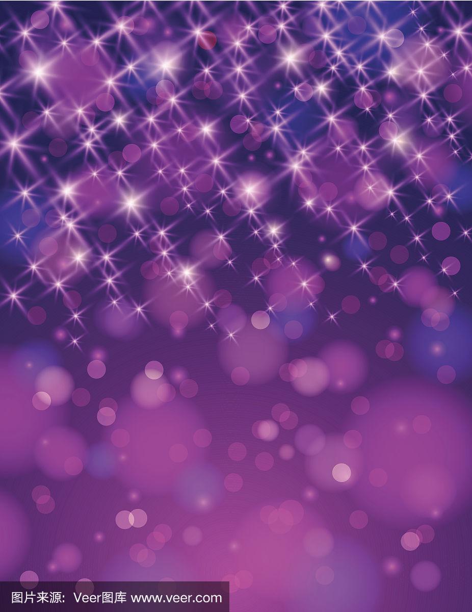 圣诞节的紫色背景与辉煌的星星
