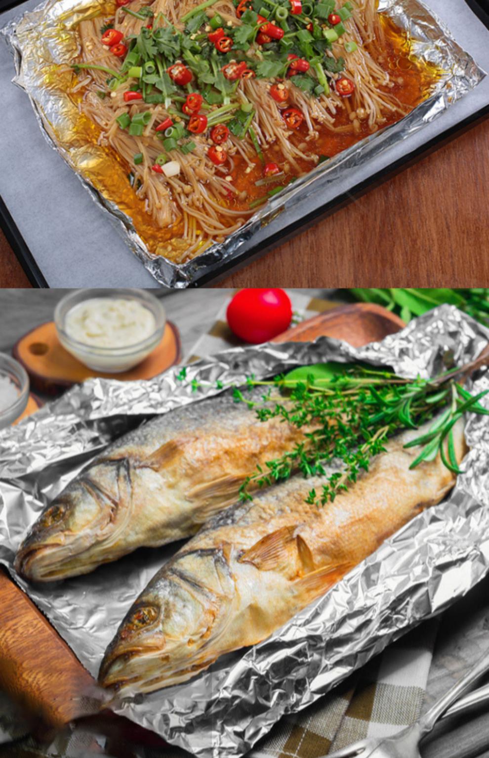 锡纸切片烧烤锡箔纸烤箱纸家用花甲粉烤鱼炸鸡锡纸商用炸锅铝箔纸40