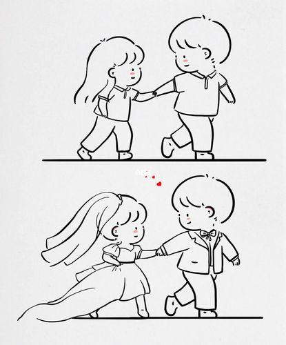 的超级可爱情侣男生女生简笔画头像78 这套超有爱的超可爱的萌萌男生