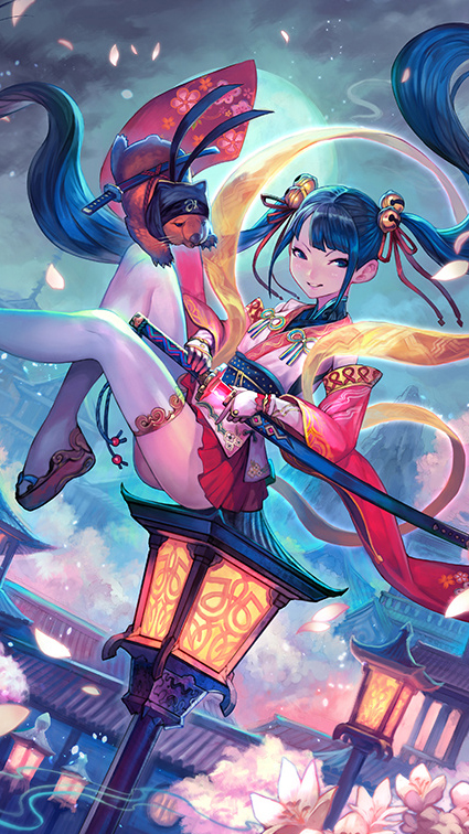 日本美少女卡牌游戏手机锁屏壁纸