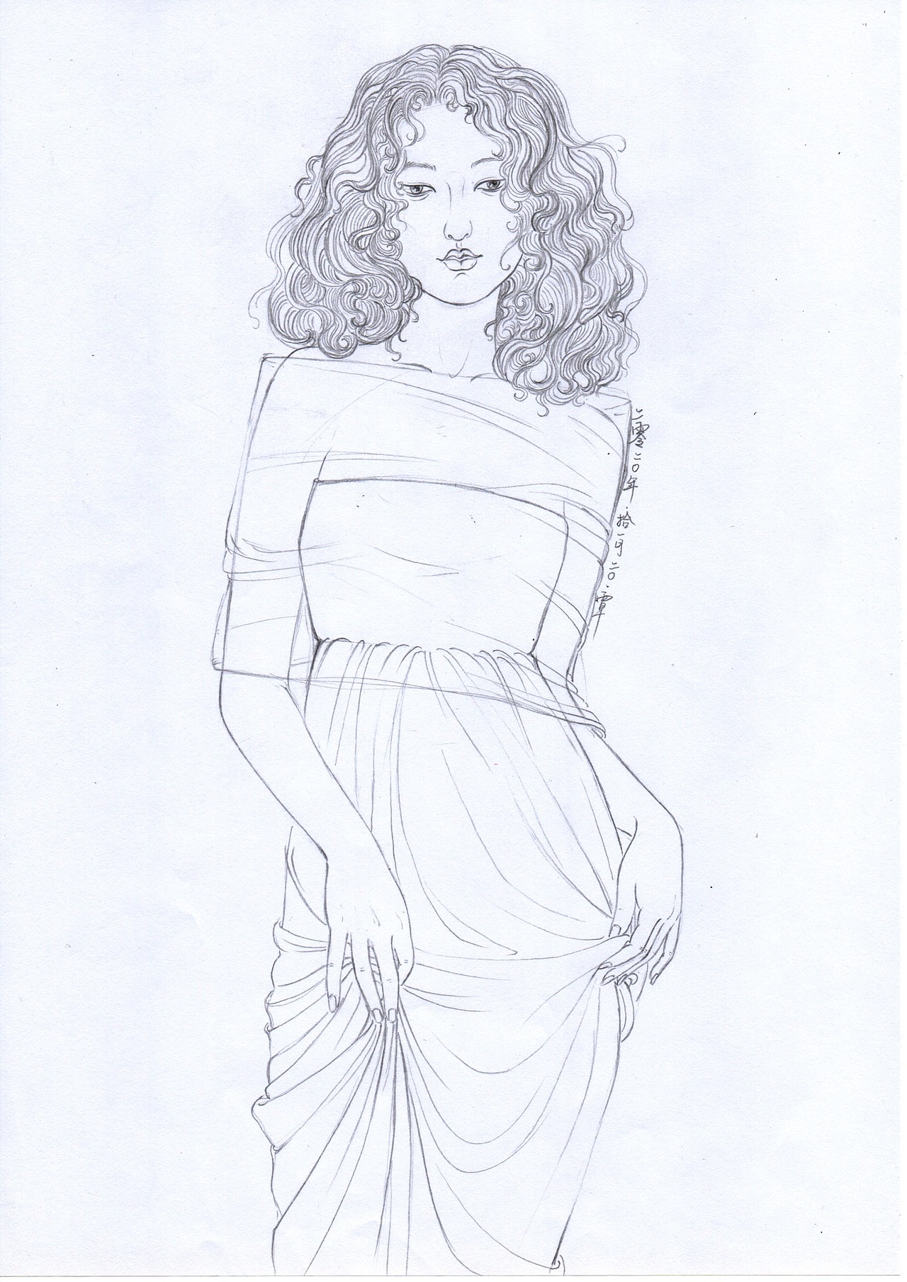 工笔人物白描线稿