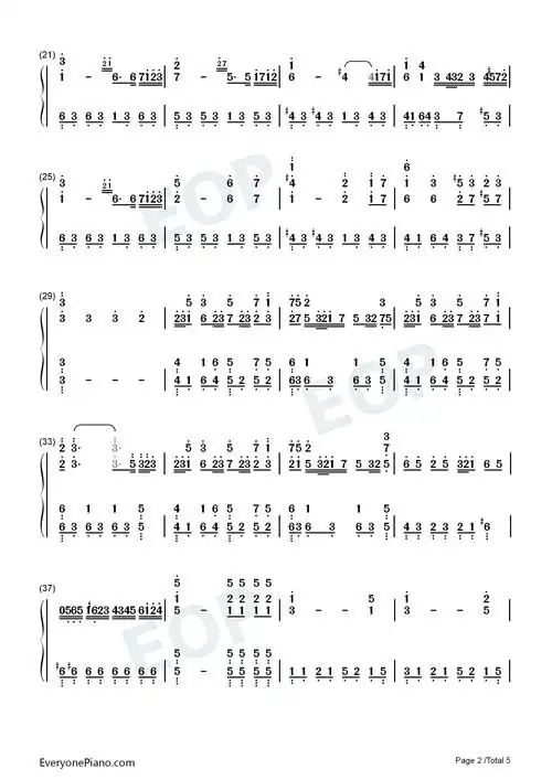 告白之夜-告白の夜-抖音爆火bgm双手简谱预览2