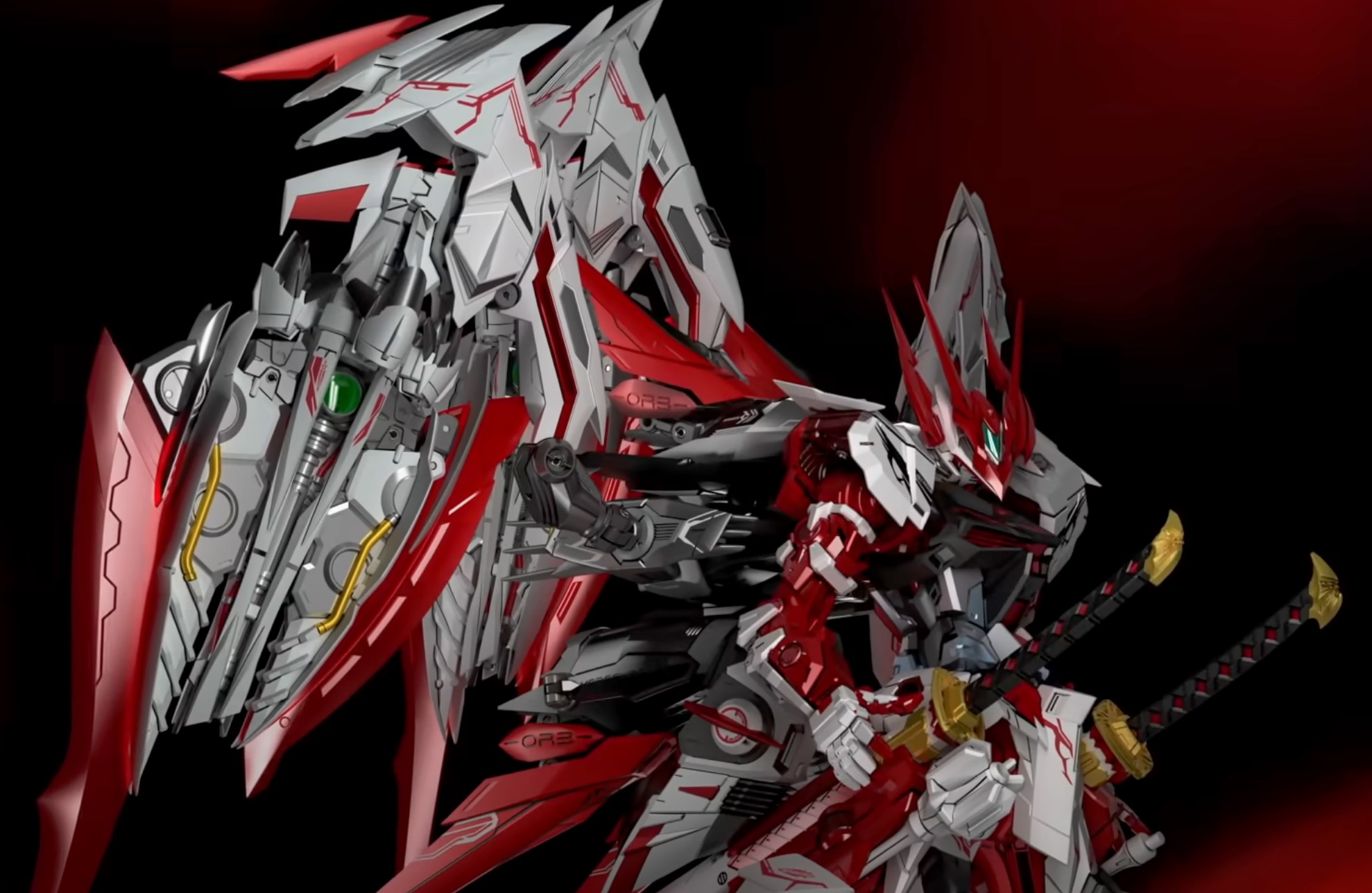 原创seed系最帅的一抹红mb红异端高达新红龙形态发布