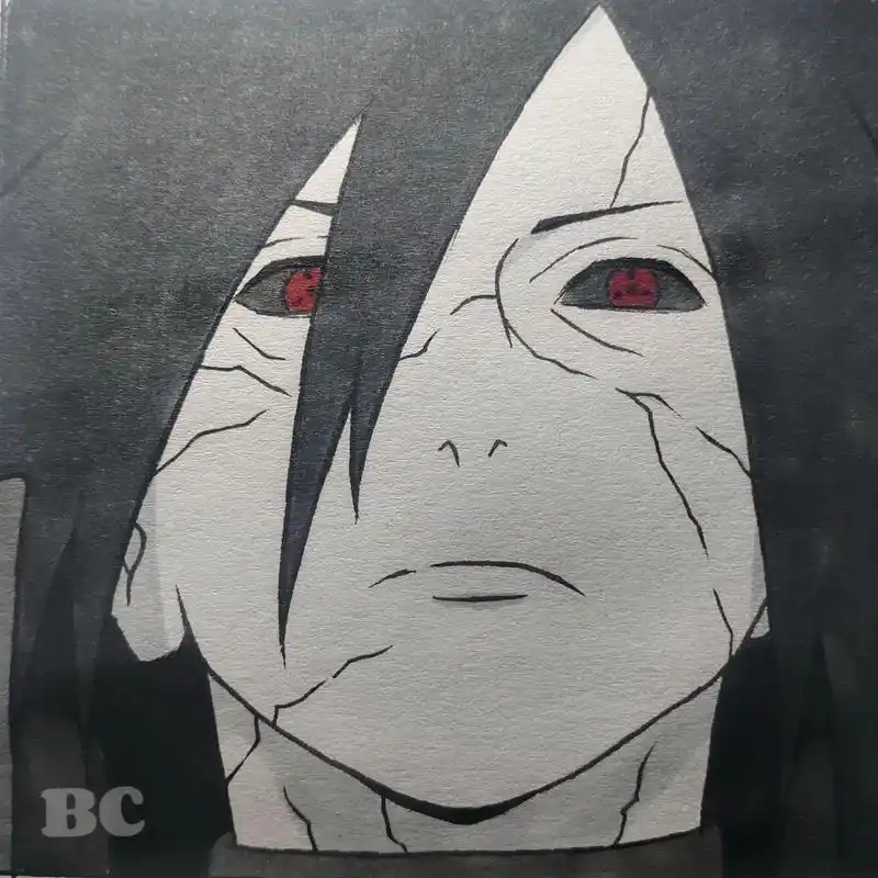 宇智波斑——教程.要燃起来了#宇智波斑 #手绘教程 #黑白画 - 抖音