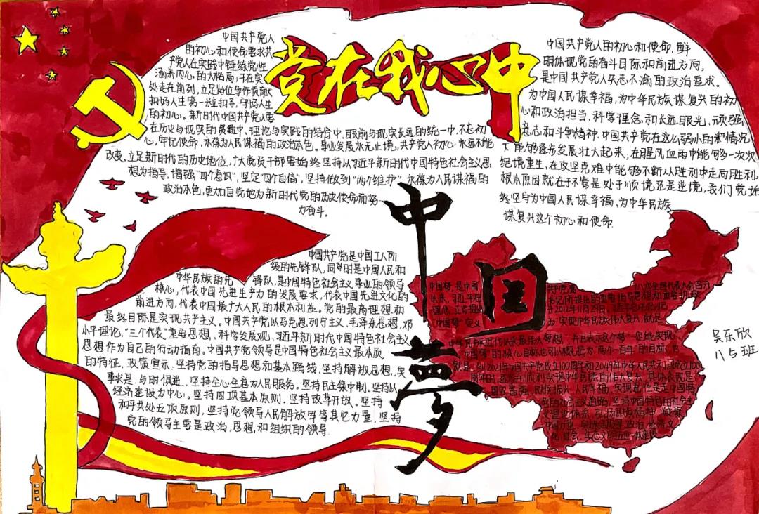 我向党旗敬个礼手抄报图片