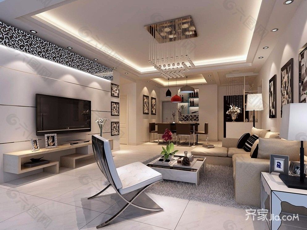 10万120平米现代三房装修效果图,120平米现代风格装修案例效果图-齐家