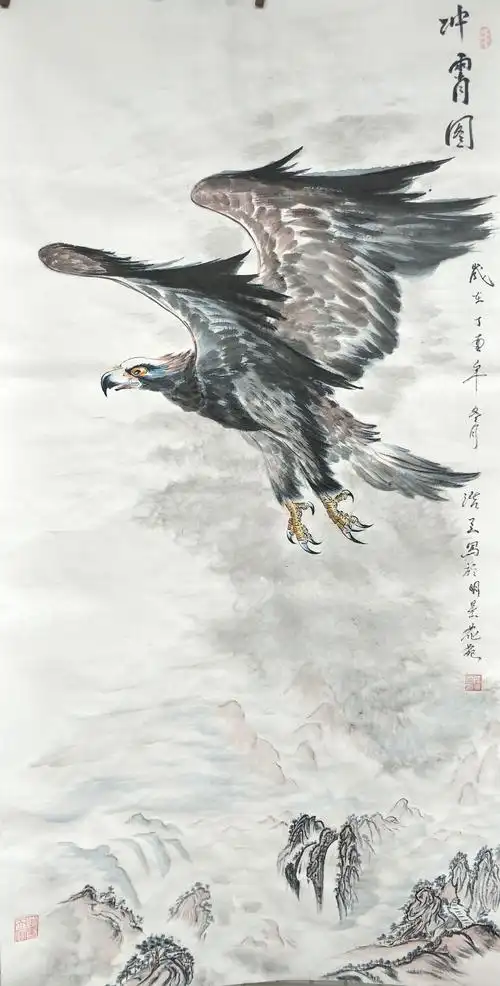 画家陈致远画鹰