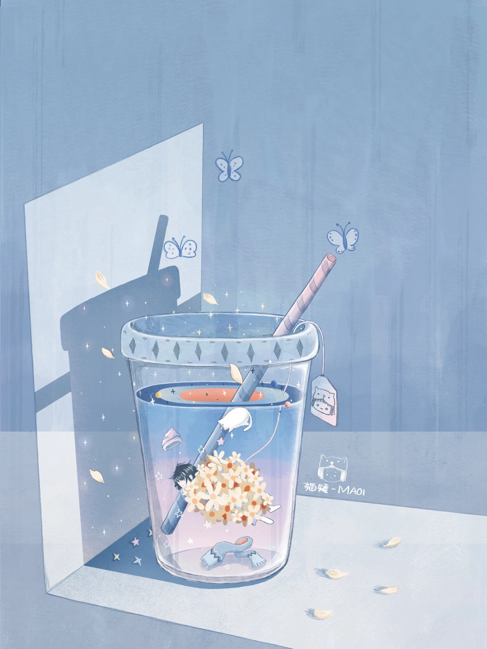 蓝色治愈系背景图源:猫矮-maoi - 堆糖,美图壁纸兴趣社区