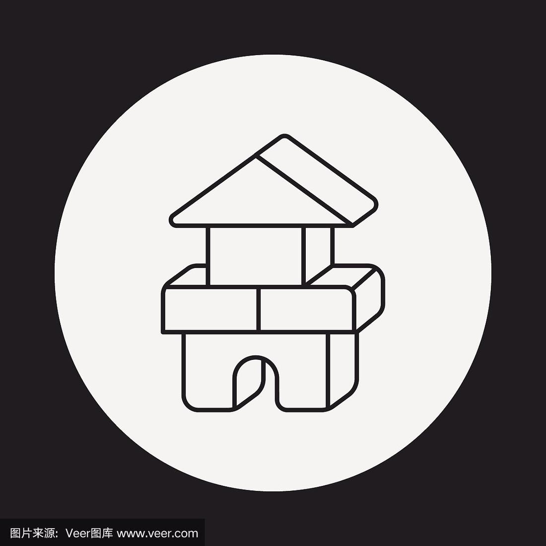 娃娃玩具积木线图标