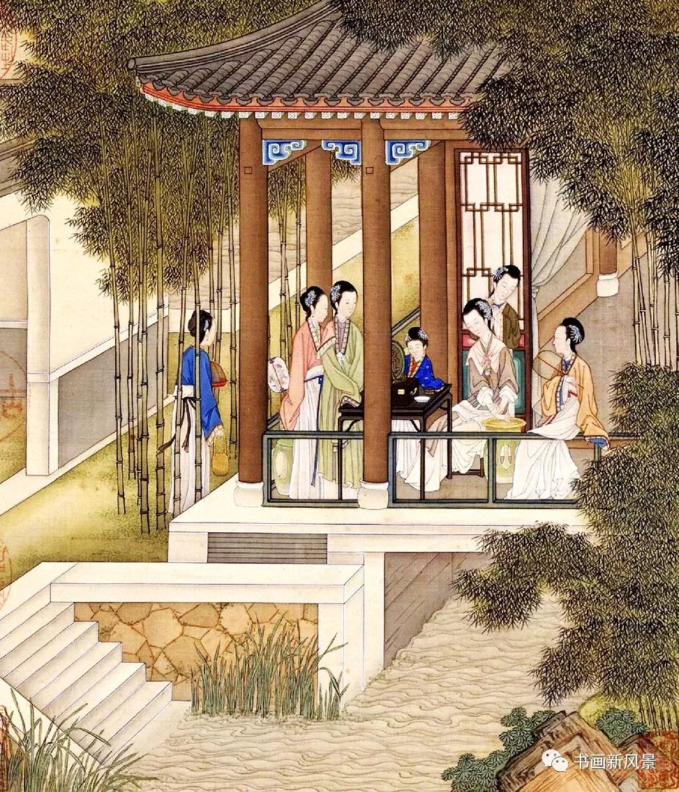 古代传世名画中的佳人晓妆对镜图