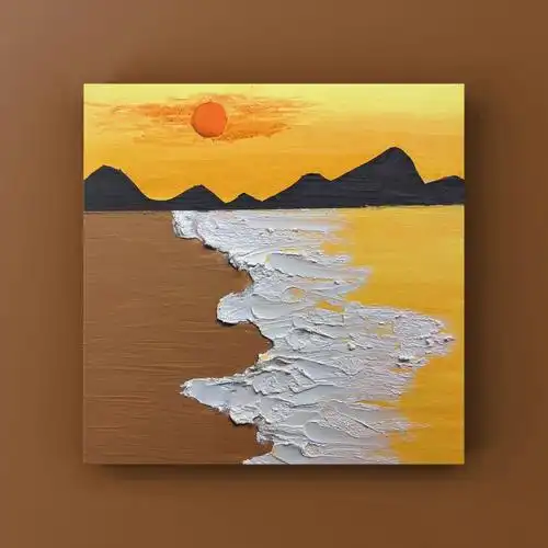 想把夏天的橘色汽水卖给颜料用完的梵高#油画棒画  #夕阳  #油画棒