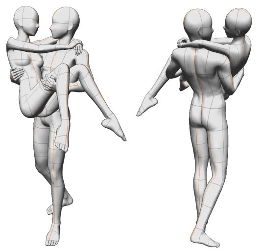 公主抱3d姿势素材 by: りすりすん - 优动漫 动漫创作支援平台