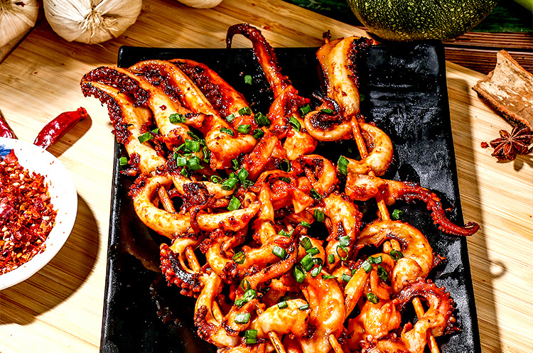 【网红爆款】铁板烧烤夜市食材现货凤舞章鱼串鱿鱼须冷冻水产批发