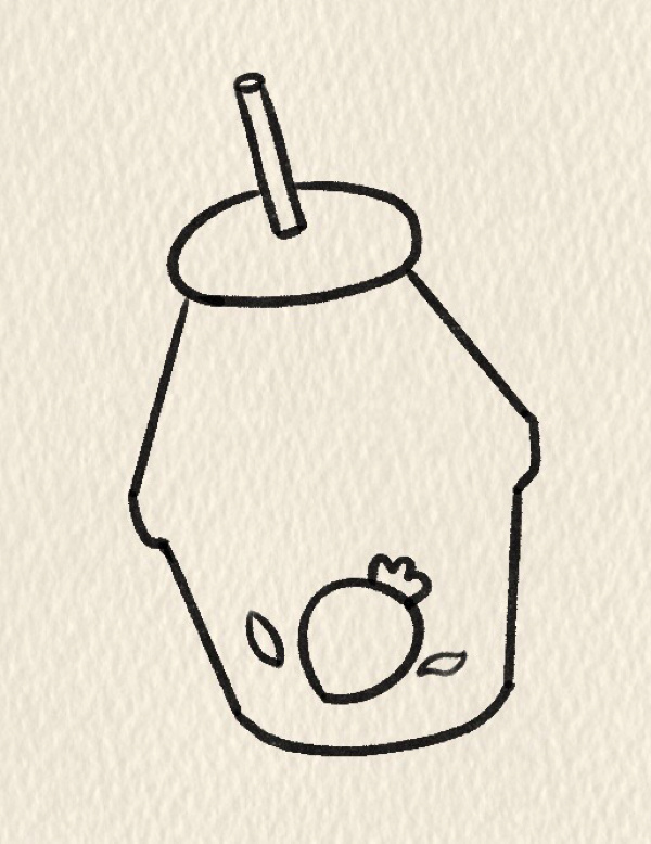 今日份草莓91奶昔,超级爱喝 简笔画教程|每日一画|手帐素材|零基础