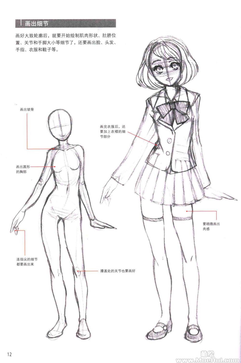 教程:女性角色的画法》以手绘为主题,主要介绍了女性动漫角色的绘画