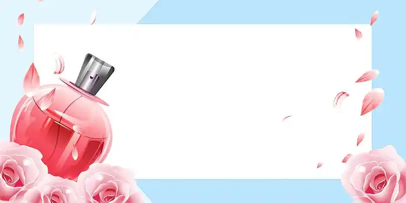 红色蓝色简约鲜花香水花瓣化妆品护肤品香水展板背景化妆品护肤品香水