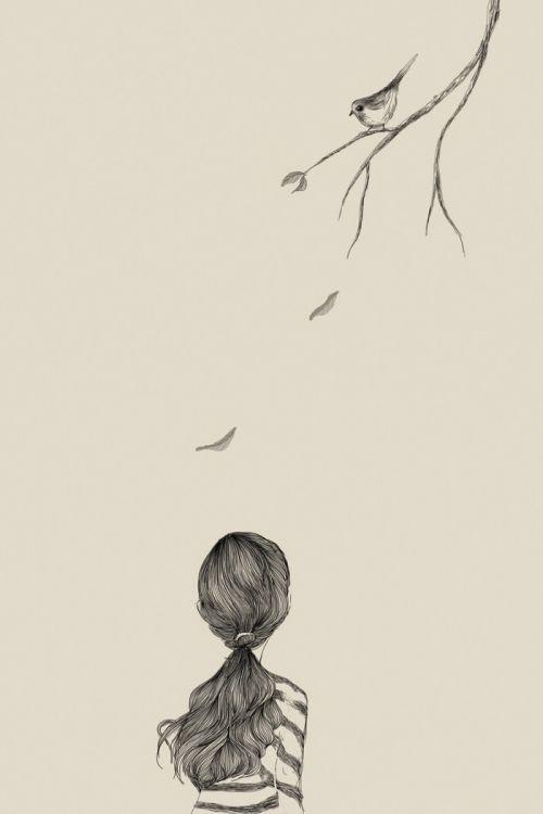 简约伤感的卡通手绘女生背影图片_动漫图片_我要个性网