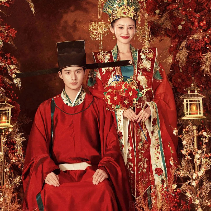 明制汉服婚服凤冠霞帔新娘中式结婚嫁衣明制汉服新式秀禾服冬季