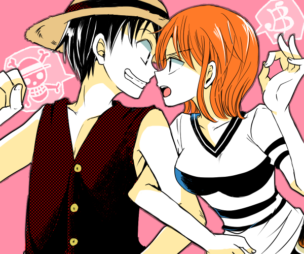 海贼王美图壁纸,路飞×娜美cp感十足,我丰富看到了女帝吃醋的样子